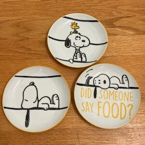 3 Snoopy Themed Ceramic Plates